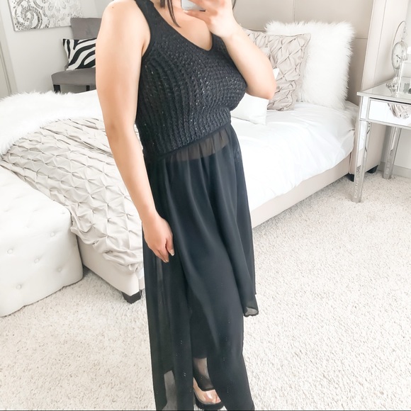 Bebe knitted high low tunic mesh chiffon - Picture 6 of 12